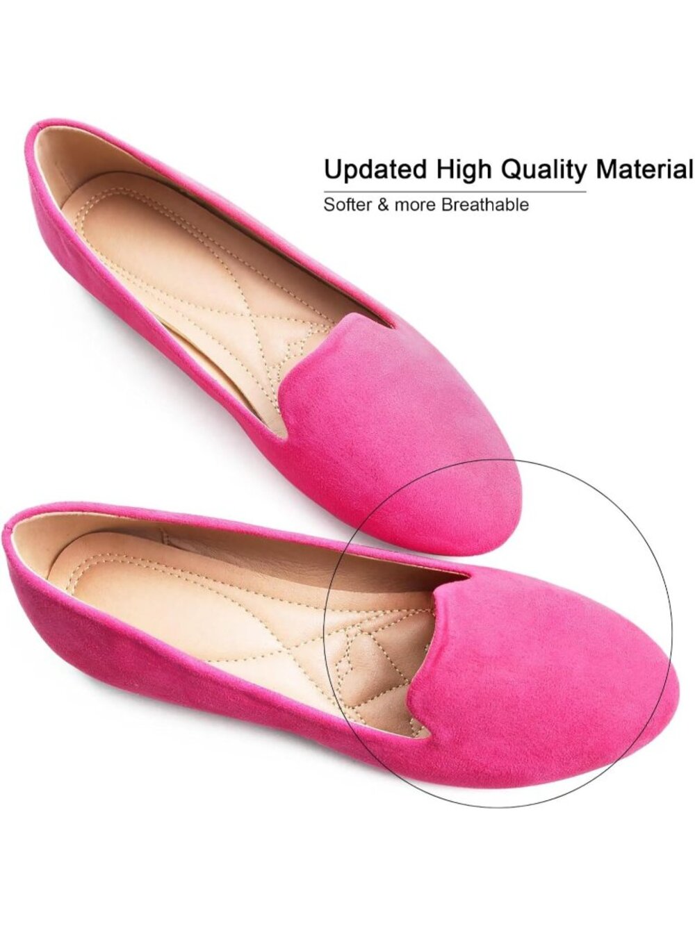 Women's Rose Red Round Toe Comfortable Low Heel Slip On Loafer Ballet Flat Shoes - Picture 2 of 6